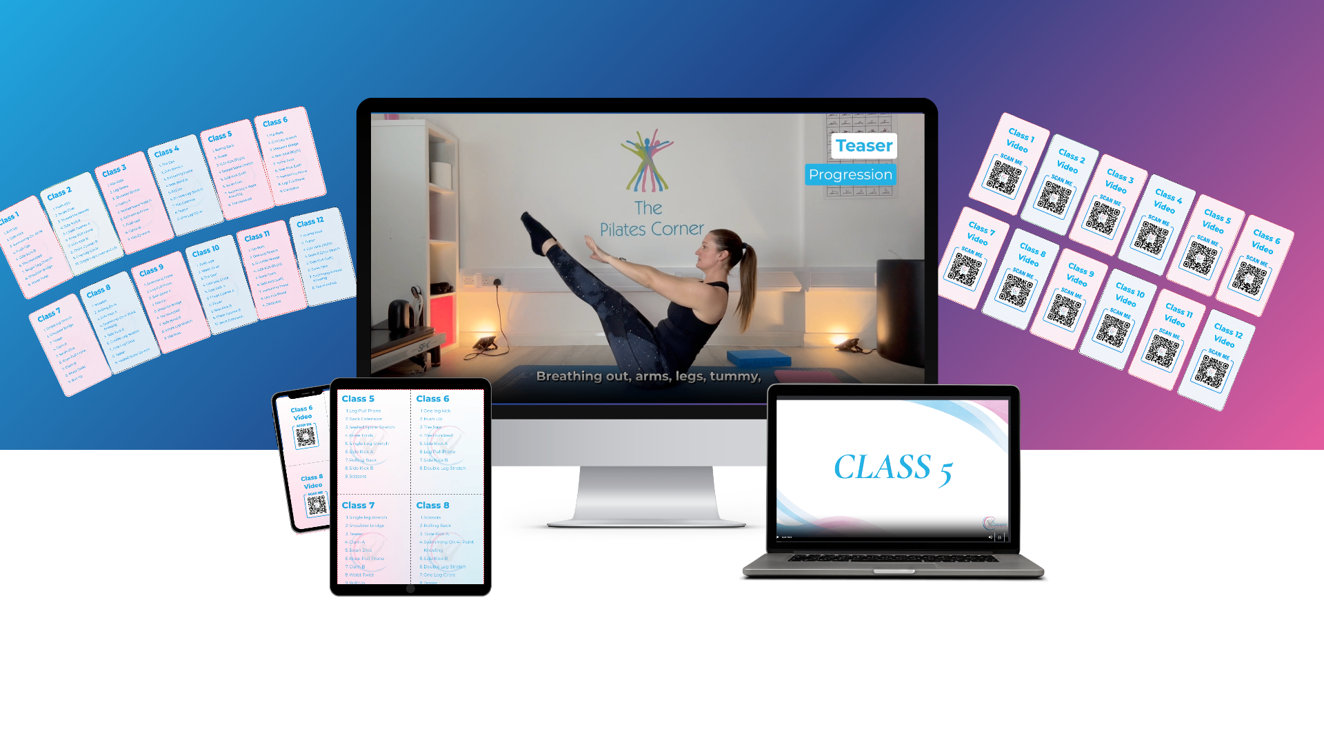 12 Class Plan Mockup showing devices with class plans and videos